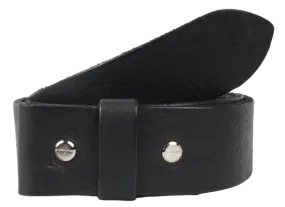 1 1/8 Inch (28mm) Wide Black Leather Belt Strap with Chicago Screws
