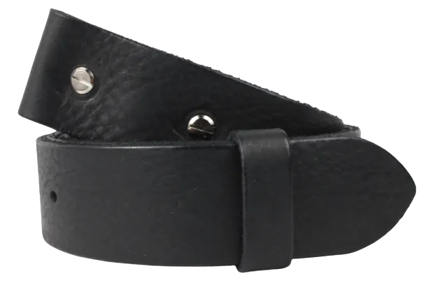 1 1/8 Inch (28mm) Wide Black Leather Belt Strap with Chicago Screws