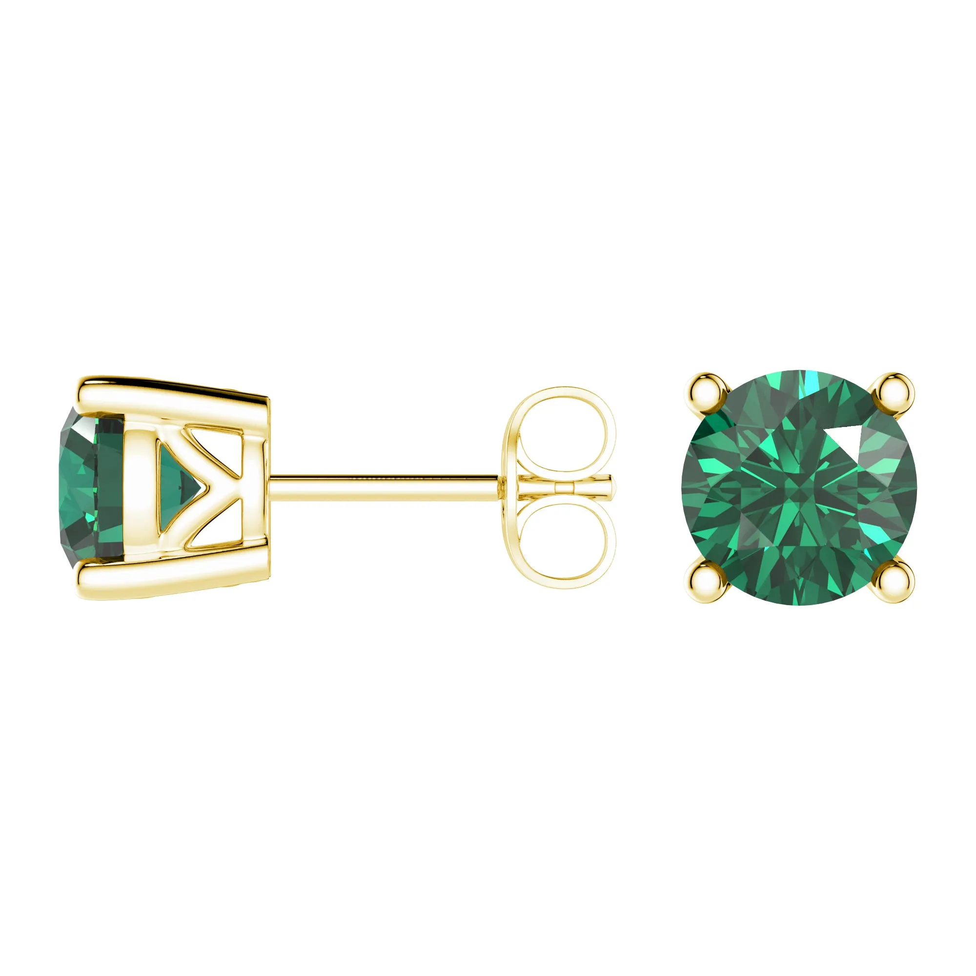 1 CT. Classic Solitaire Emerald Stud Earrings