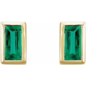 14K Gold 0.26 CTW Natural Emerald Bezel-Set Earrings
