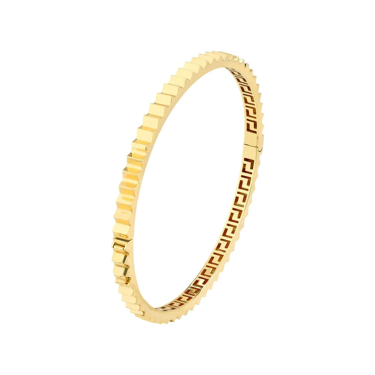 14K Gold Fluted Hinge Bangle Bracelet