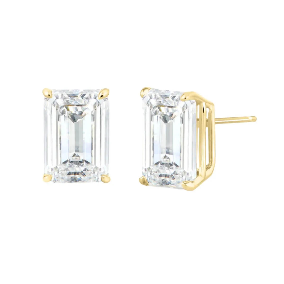 14K Gold Lab-Grown Emerald Cut Diamond Stud Earrings