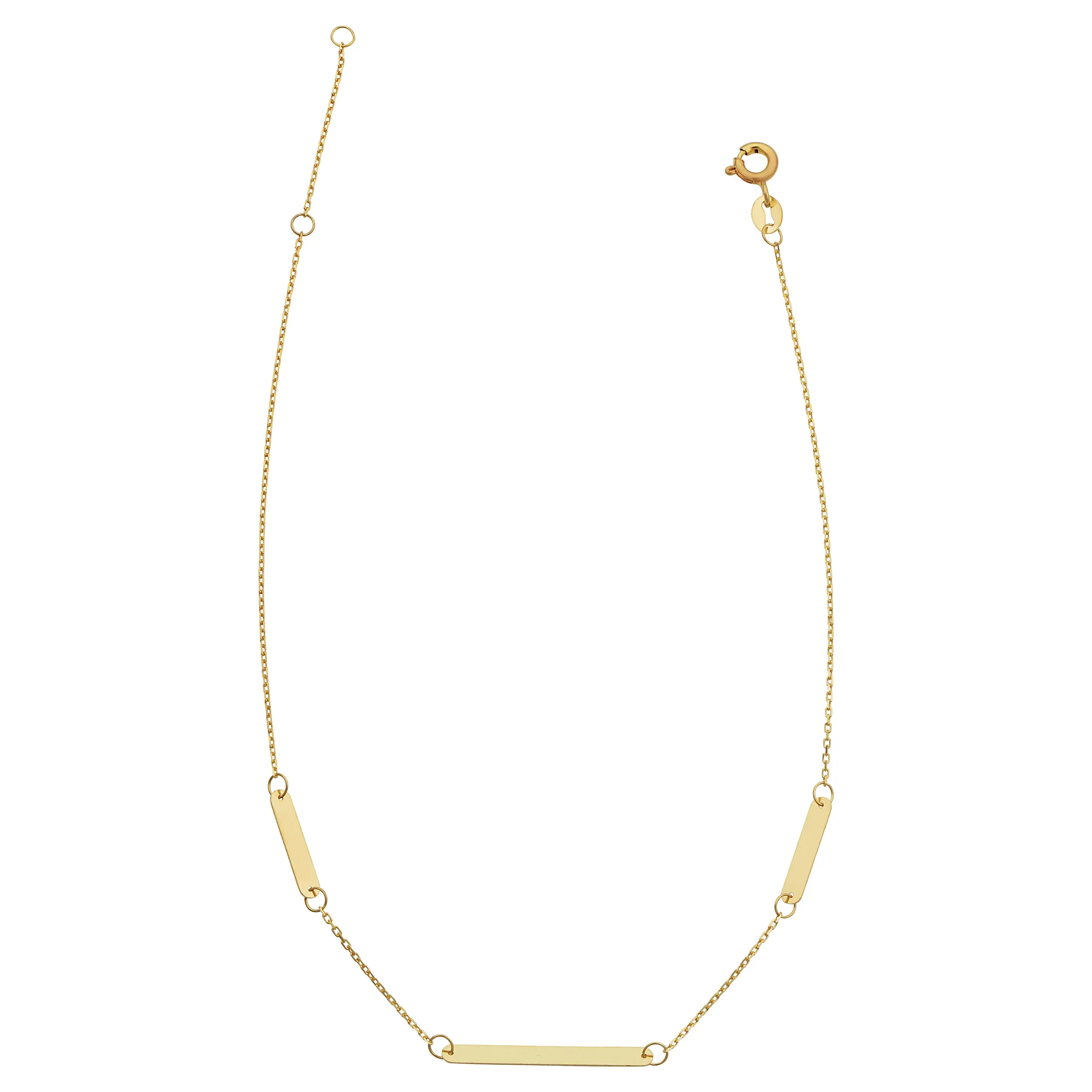 14k Gold Station Bar Anklet