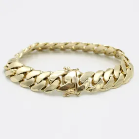 14K Semi Solid Cuban Bracelet Yellow Gold