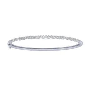 14K White Gold 1Ct Diamond Bangle