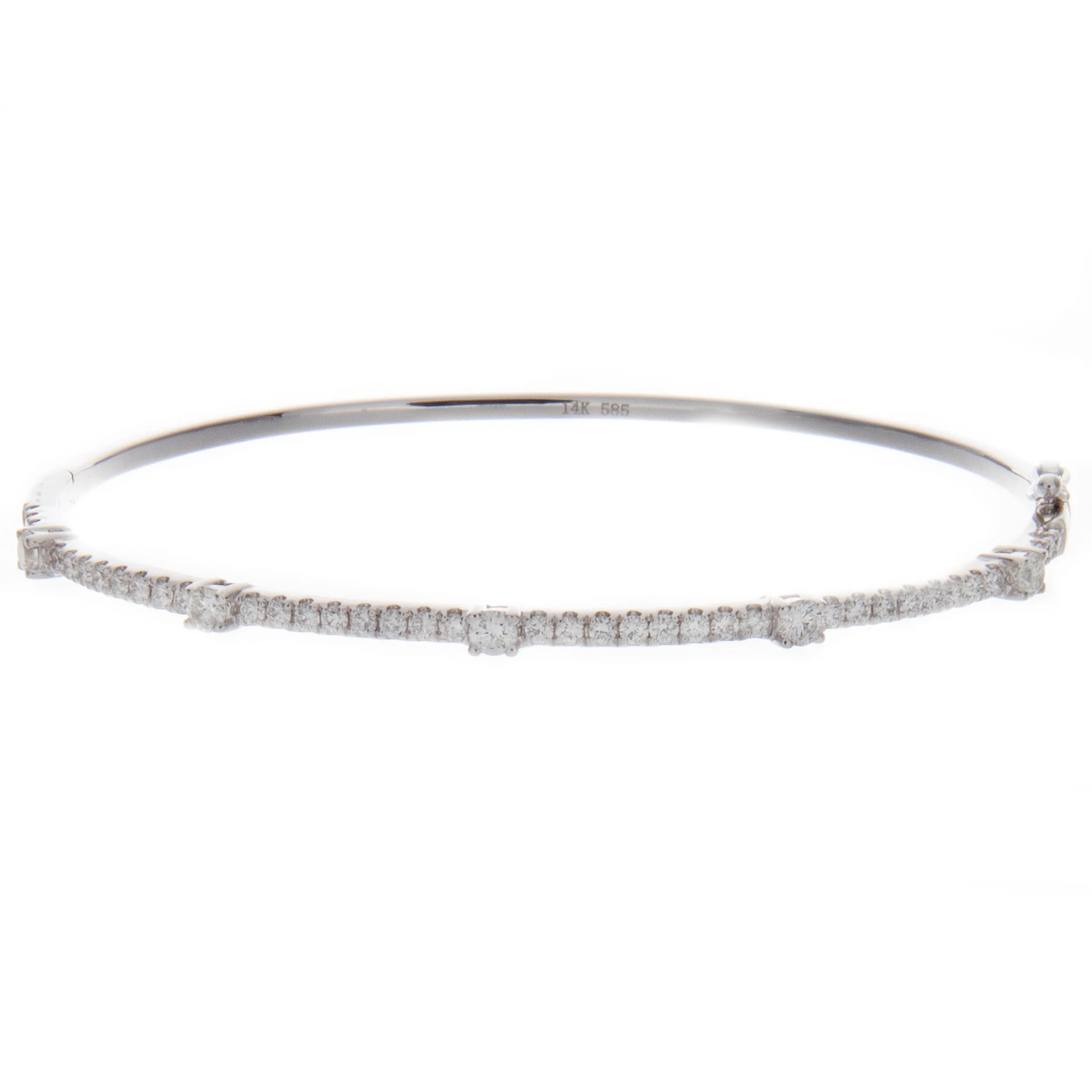 14k White Gold Diamond Bangle