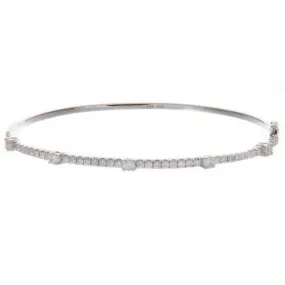14k White Gold Diamond Bangle