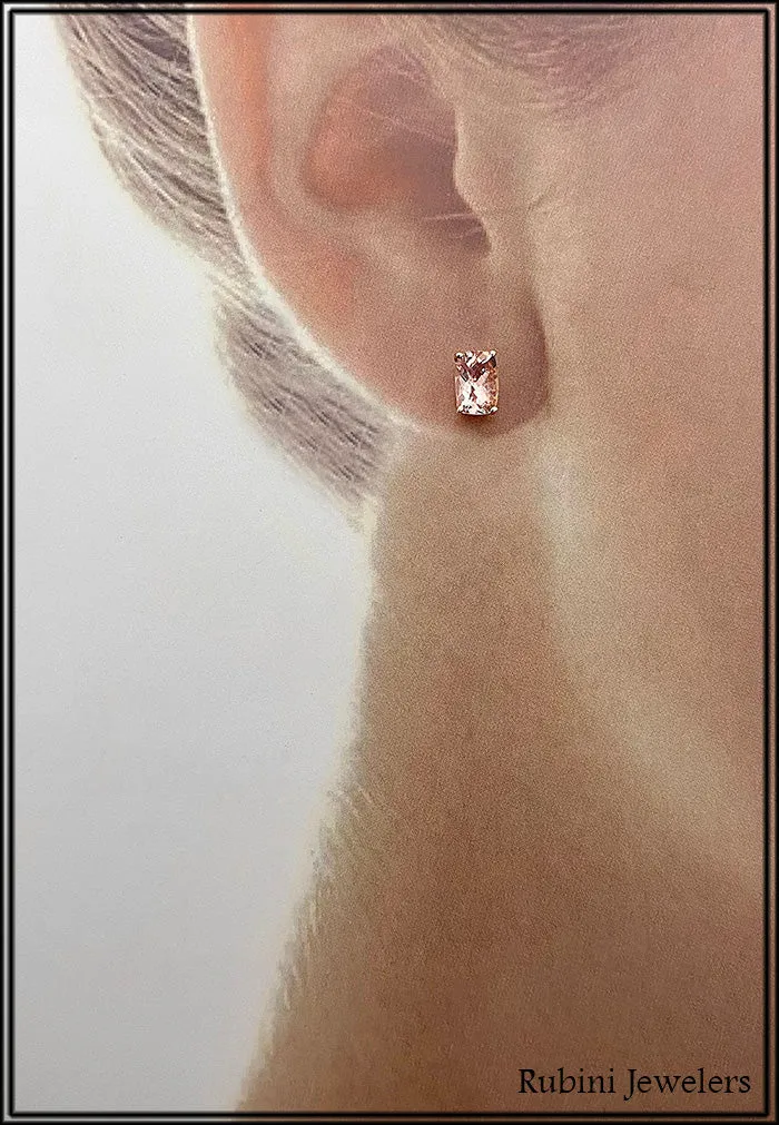 14Kt Rose Gold Morganite Post Earrings