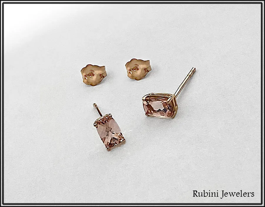 14Kt Rose Gold Morganite Post Earrings