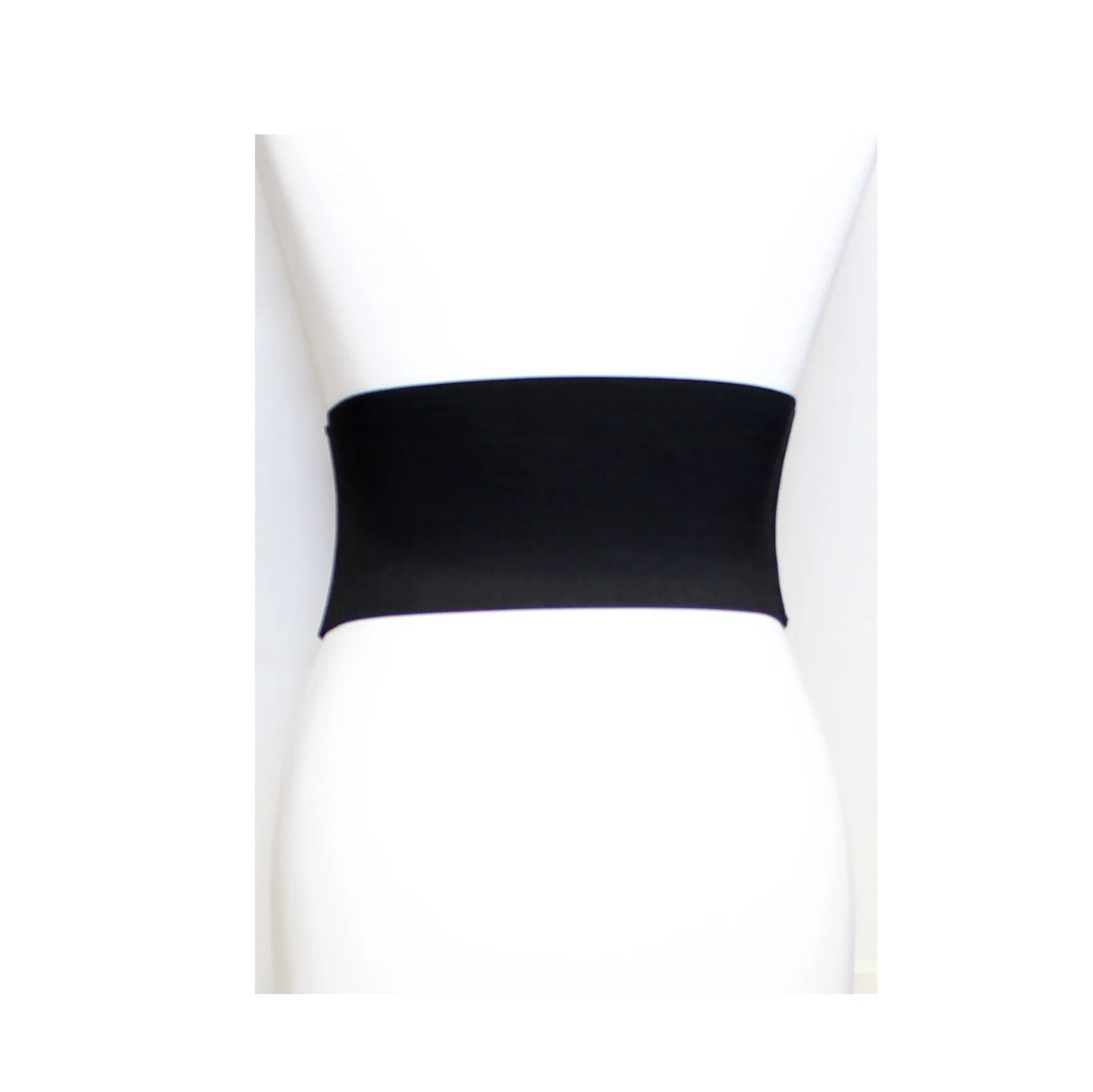 15.2cm Black Triple Buckle Elasticated Waist Belt