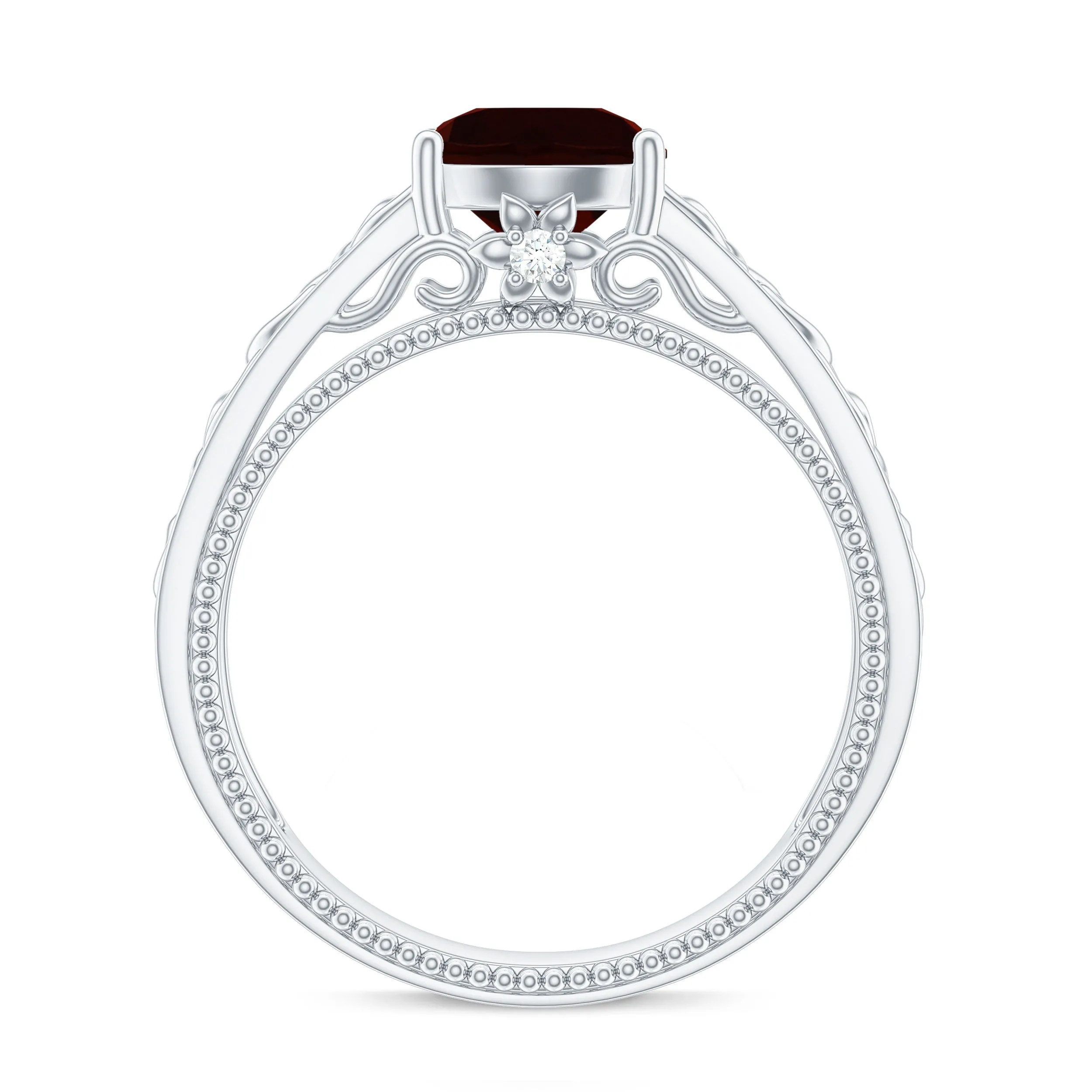 1.75 CT Garnet Celtic Solitaire Band with Diamond