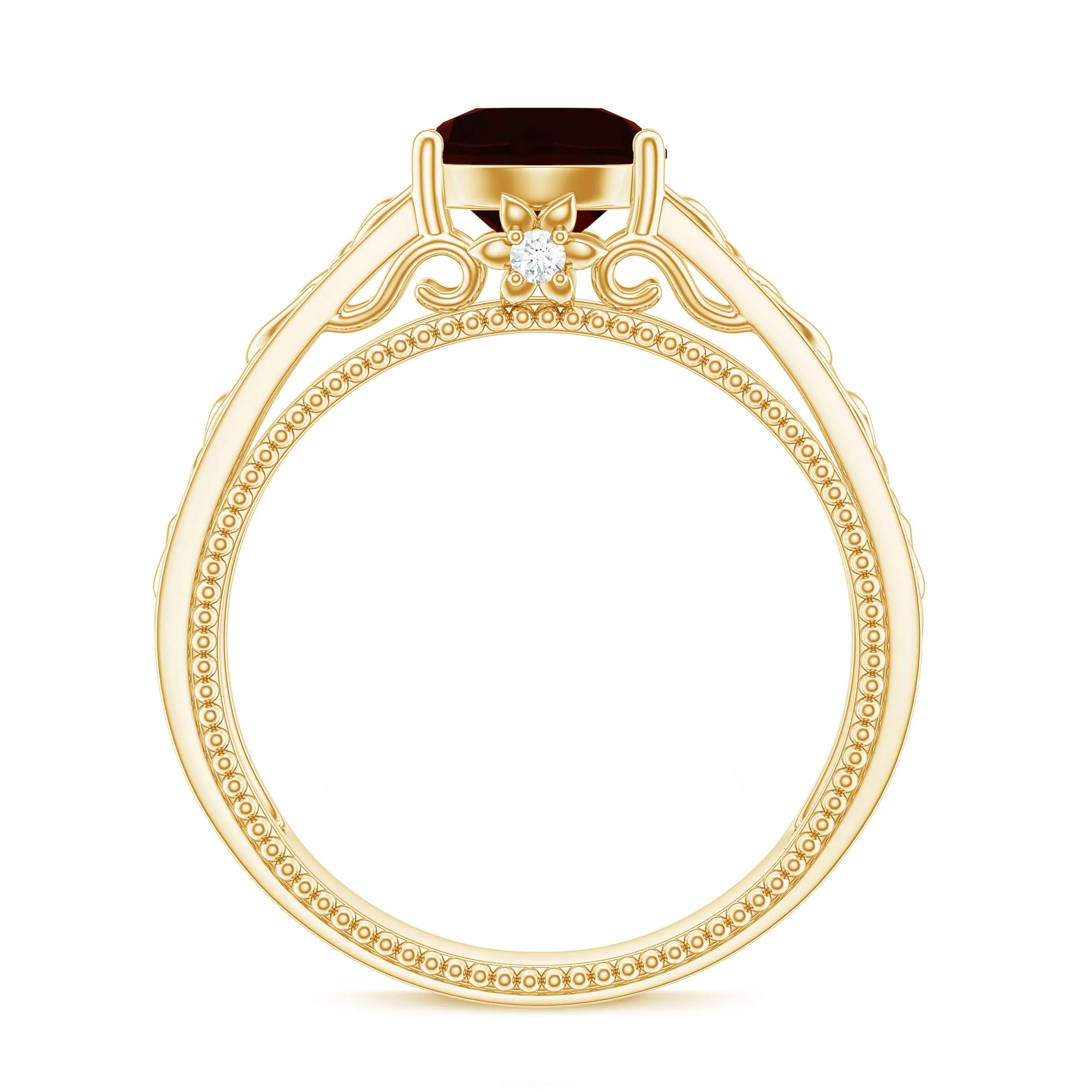 1.75 CT Garnet Celtic Solitaire Band with Diamond