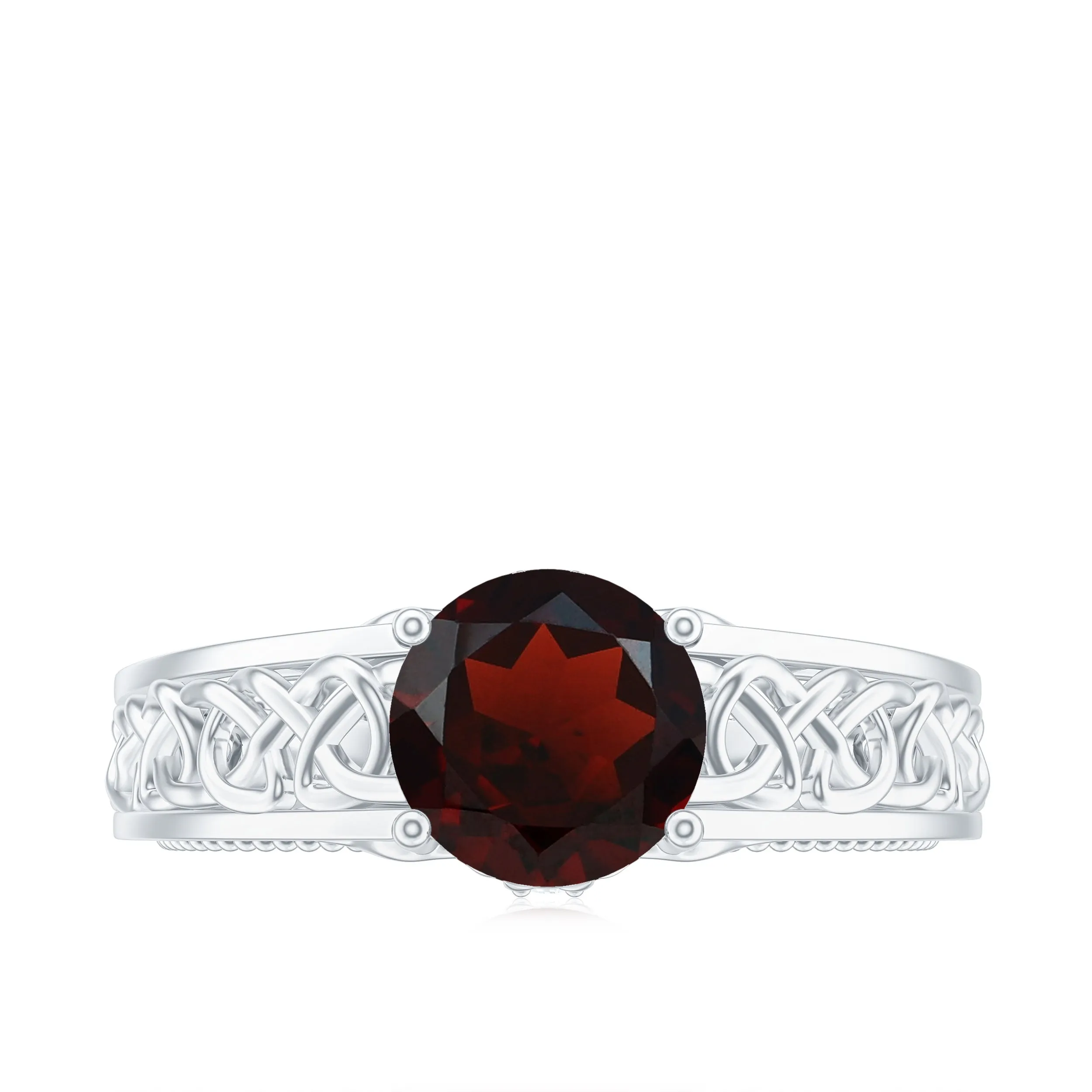 1.75 CT Garnet Celtic Solitaire Band with Diamond