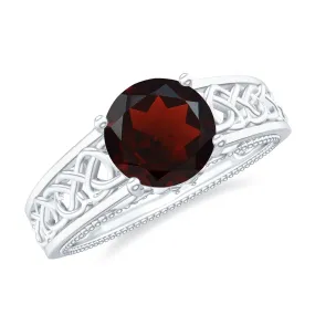 1.75 CT Garnet Celtic Solitaire Band with Diamond