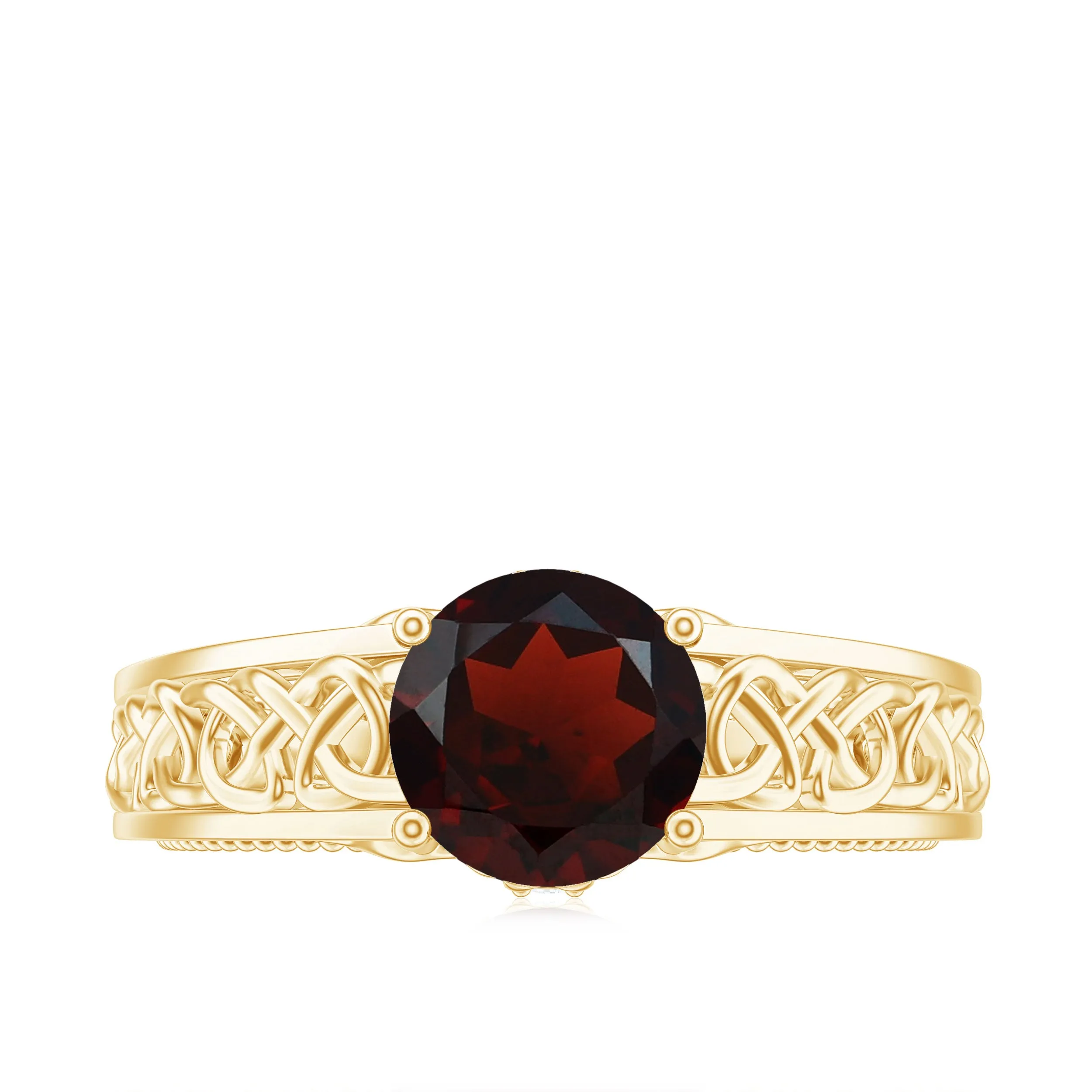 1.75 CT Garnet Celtic Solitaire Band with Diamond