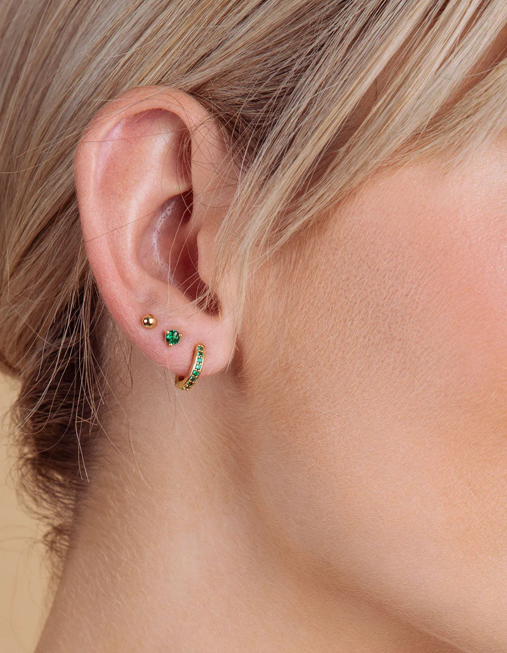 18ct Gold Plated Cubic Zirconia May Emerald Earring Pack