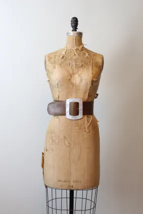 1980s ULTRA WIDE leather LUCITE buckle belt leather medium large | new spring