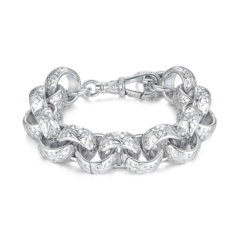 20mm Silver Filled Ornate Belcher Bracelet Albert Clasp 7.5/8 Inch