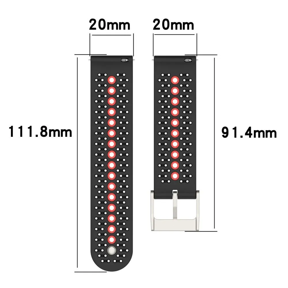 20mm Universal bi-color silicone watch strap - Red / Green
