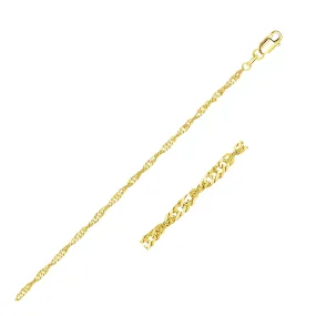 2.1mm 14k Yellow Gold Singapore Anklet