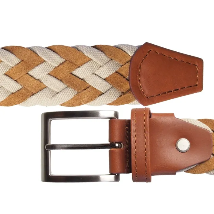 34 mm Cotton & Suede Braided Belt Brown