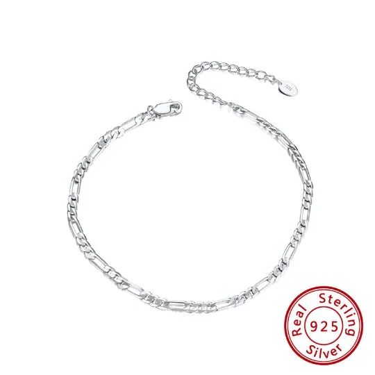 925 Sterling Silver Figaro Anklet -Anklets For Women- Cuban Anklet - Ella Anket