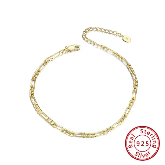 925 Sterling Silver Figaro Anklet -Anklets For Women- Cuban Anklet - Ella Anket