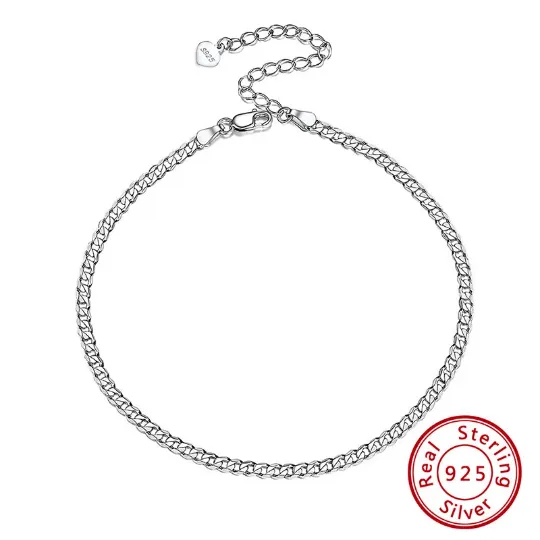 925 Sterling Silver Figaro Anklet -Anklets For Women- Cuban Anklet - Ella Anket