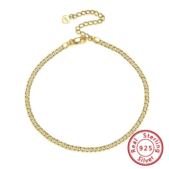 925 Sterling Silver Figaro Anklet -Anklets For Women- Cuban Anklet - Ella Anket