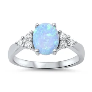 925 Sterling Silver Ring With Opal & CZs