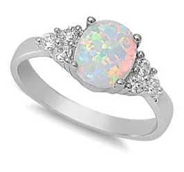 925 Sterling Silver Ring With Opal & CZs