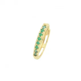 9ct Yellow Gold Emerald Green Zirconia Single Cartilage Huggies 11Mm ES1997E