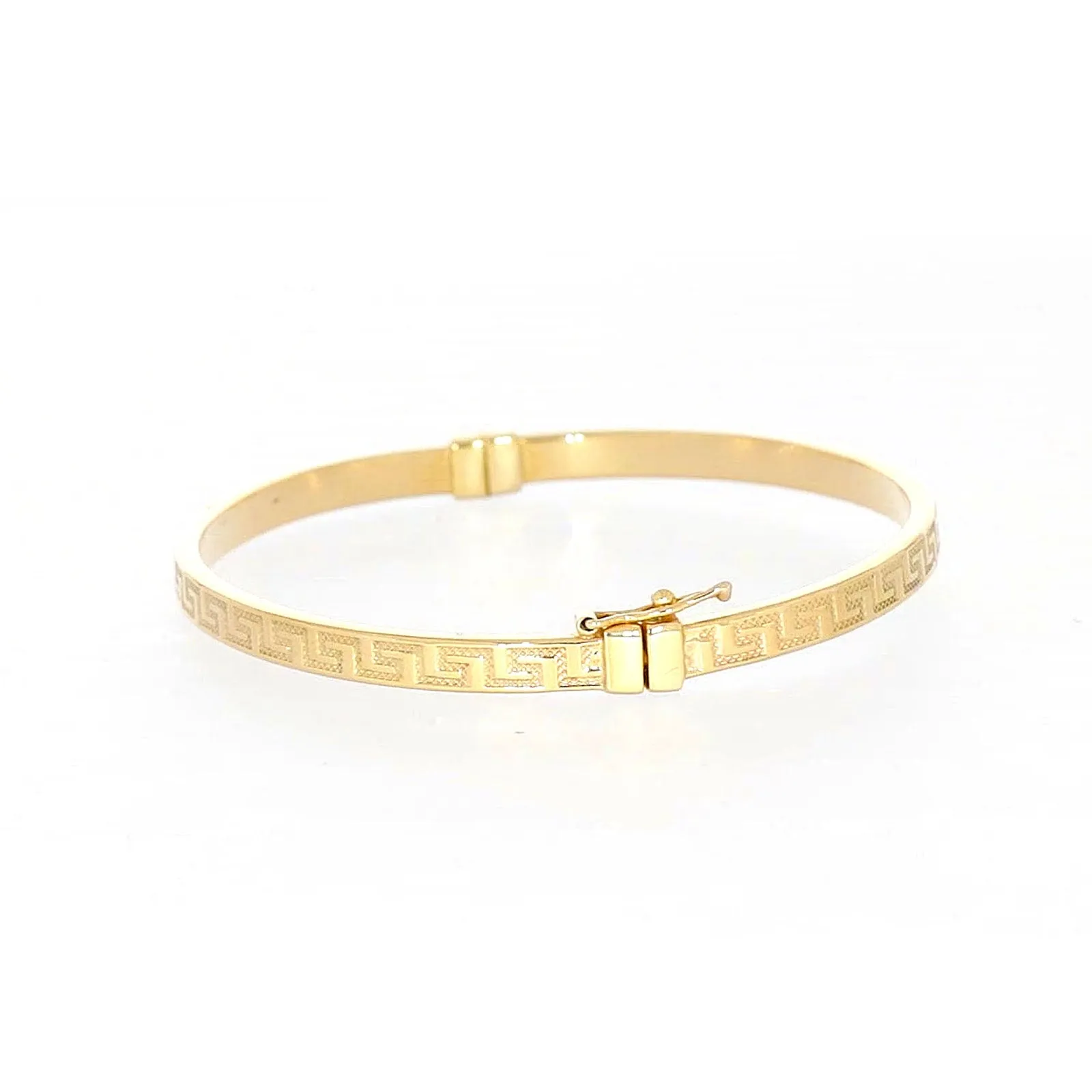 9ct Yellow Gold Greek Key Hinged Bangle
