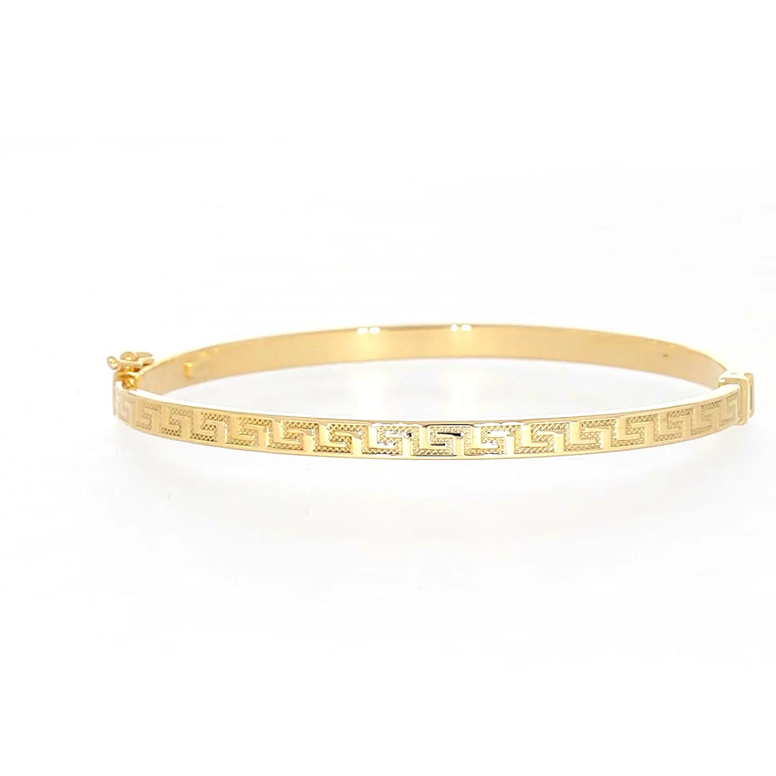 9ct Yellow Gold Greek Key Hinged Bangle