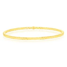 9ct Yellow Gold Textured 65mm Bangle