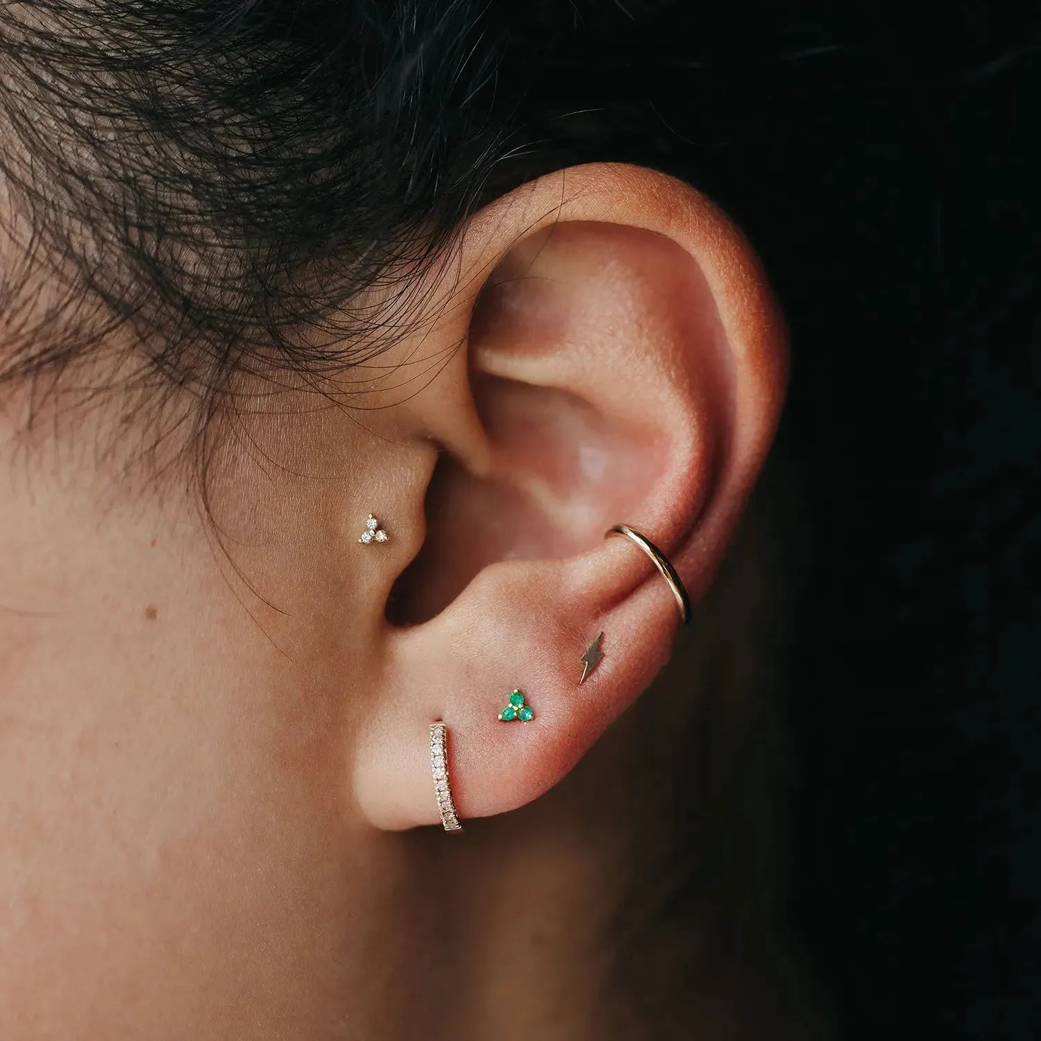 abacus tripod emerald earring - 14k yellow gold, emerald