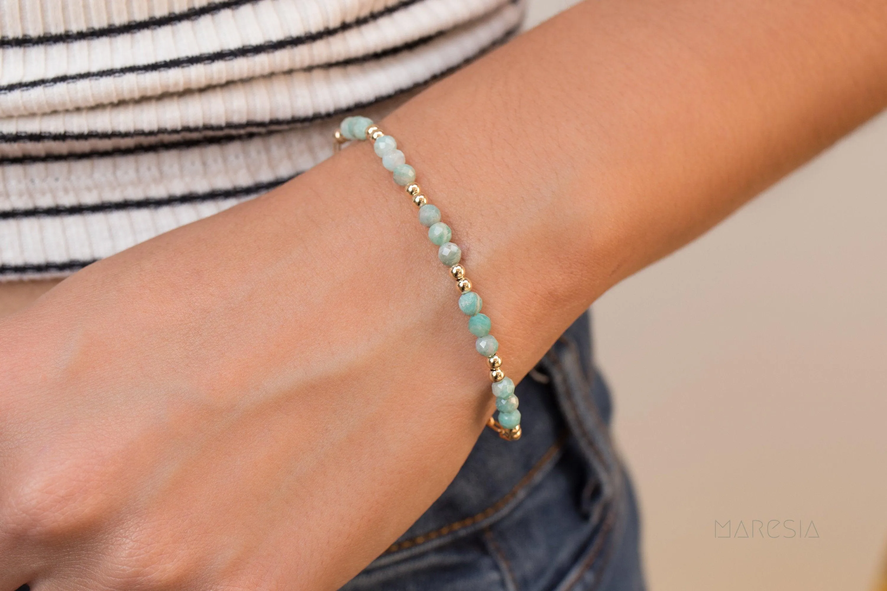 Amazonite Bracelet ~ Gold Filled or Sterling Silver 925 ~ MB017