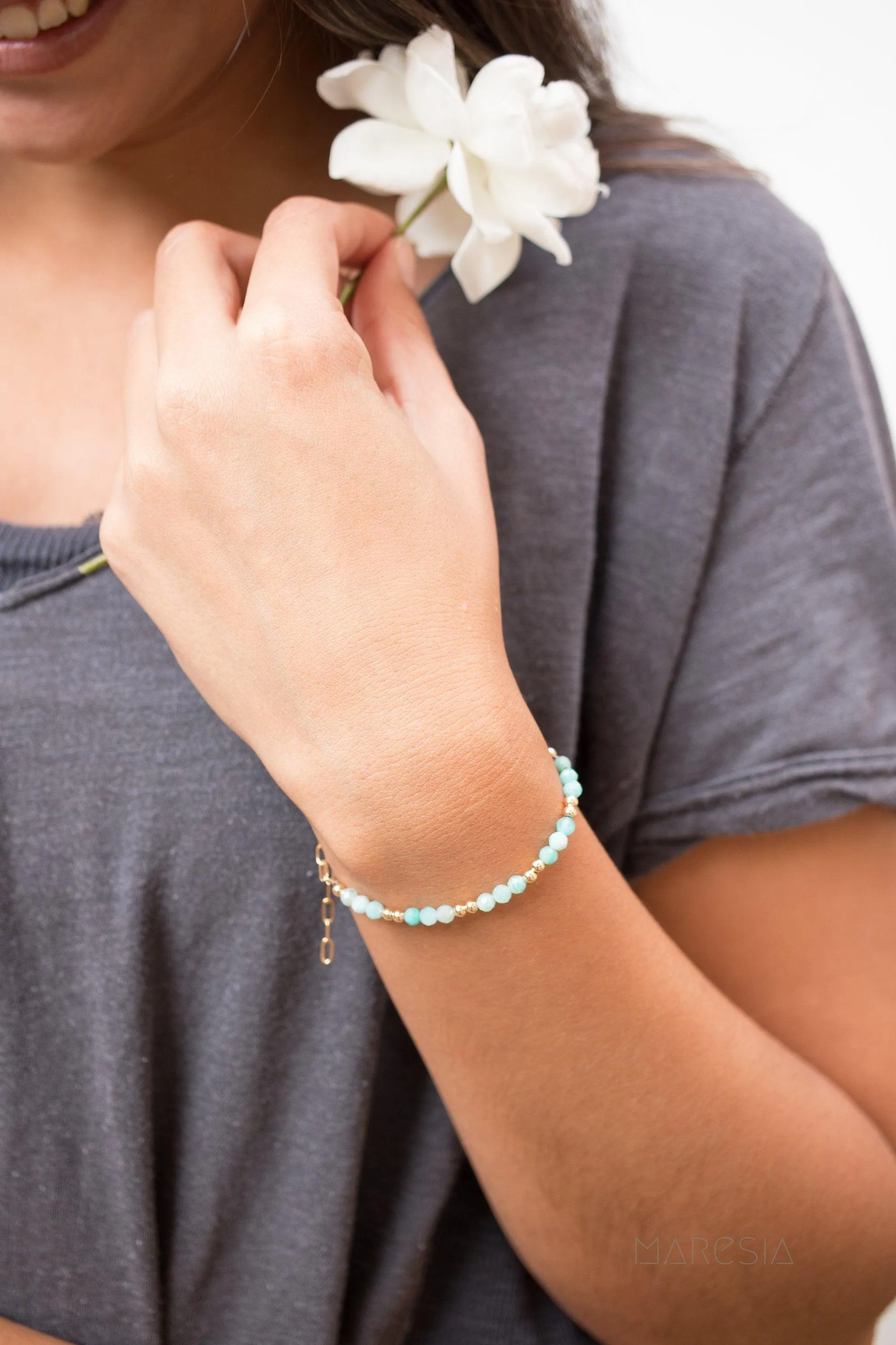 Amazonite Bracelet ~ Gold Filled or Sterling Silver 925 ~ MB017
