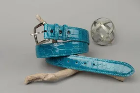 American Glazed Alligator Belt: Turquoise