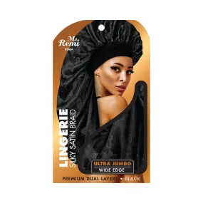ANNIE  Lingerie Wide Edge Silky Braid Bonnet Ultra-Jumbo [Black] #03684