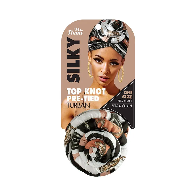 ANNIE Silky Top Knot Pre-Tied Turban Scarf [Assorted Color] #03678