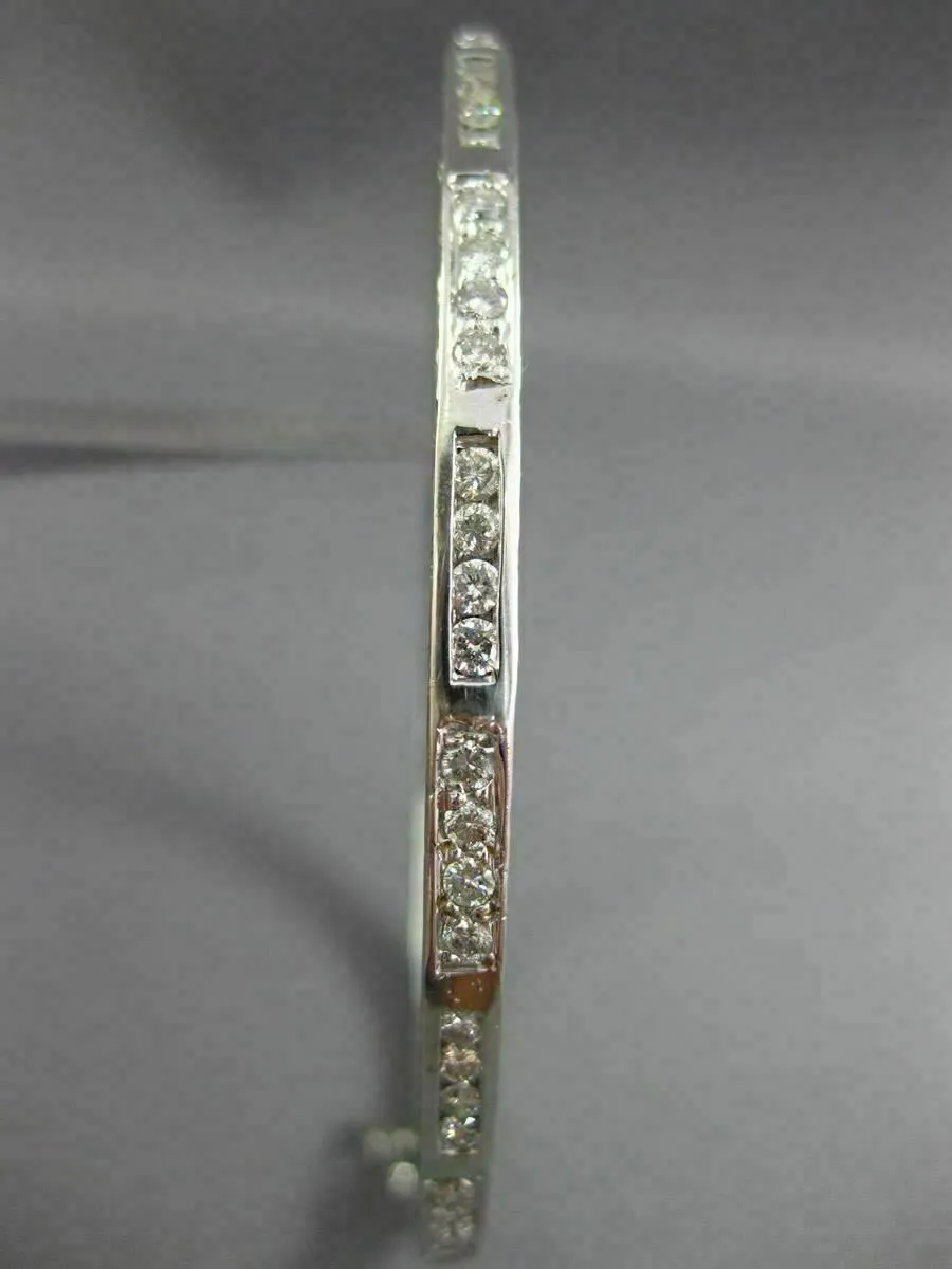 ANTIQUE 1.10CT ROUND CUT DIAMOND 18KT WHITE GOLD FILIGREE BANGLE BRACELET #19087