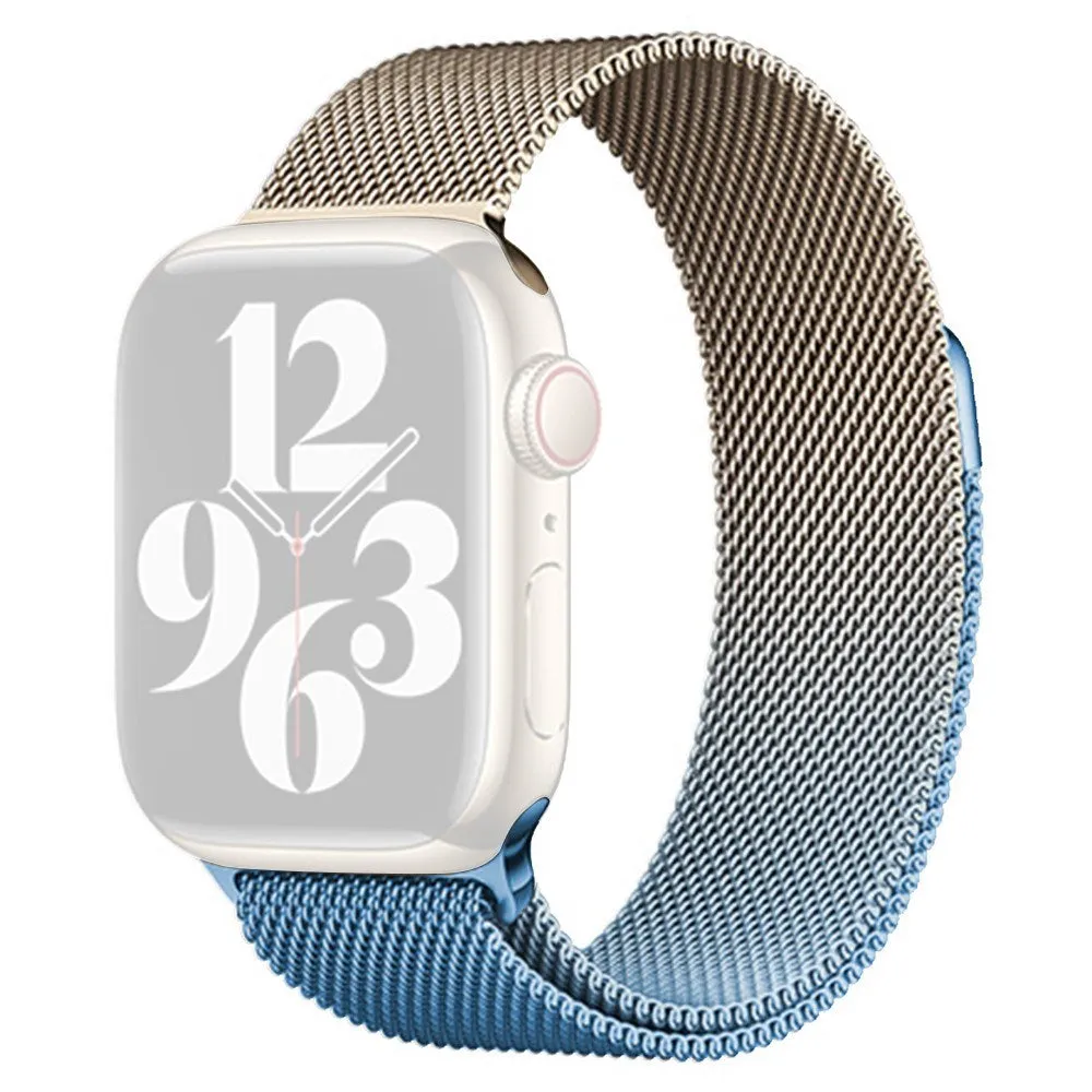 Apple Watch (38/40/SE/41/42mm) Gradient Magnetisk Stål Rem - Guld / Blå