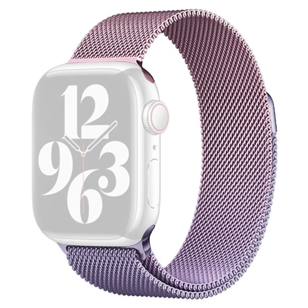Apple Watch (38/40/SE/41/42mm) Gradient Magnetisk Stål Rem - Lyserød / Lilla