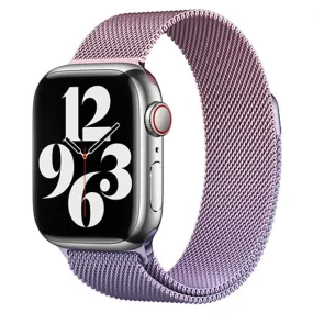 Apple Watch (38/40/SE/41/42mm) Gradient Magnetisk Stål Rem - Lyserød / Lilla