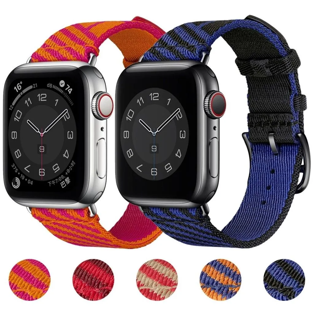 Apple Watch 40mm bi-color canvas design watch strap - Blue / Orange