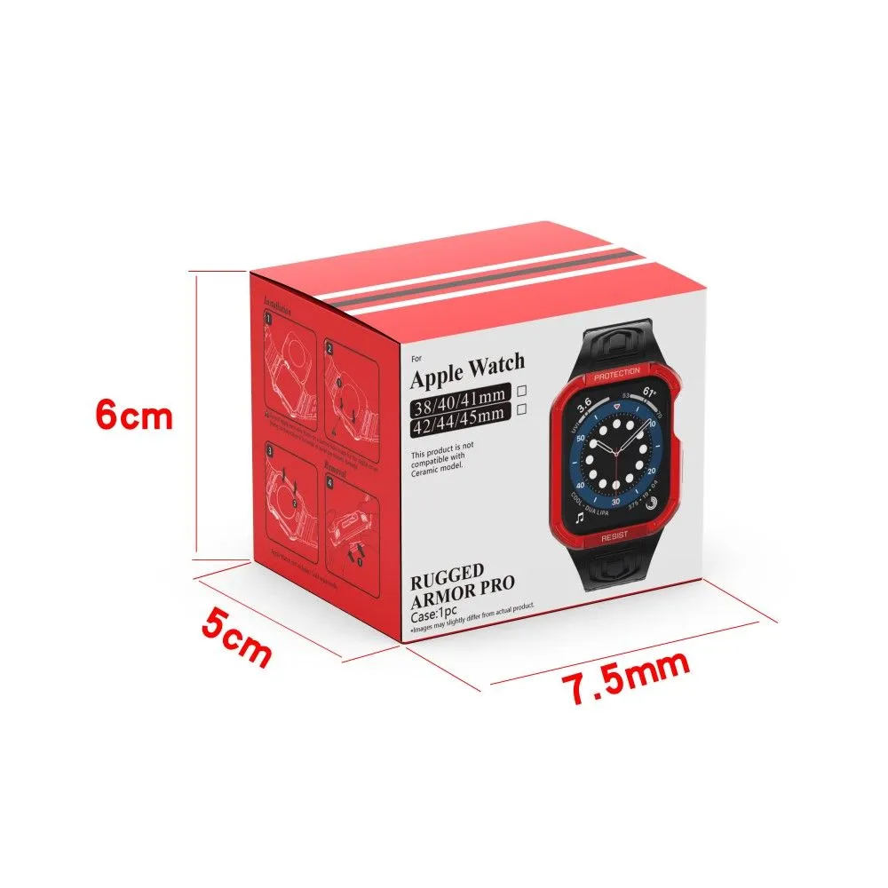 Apple Watch (41mm) color contrast watch strap    protective case - Black / Red