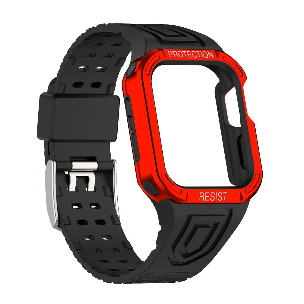 Apple Watch (41mm) color contrast watch strap    protective case - Black / Red