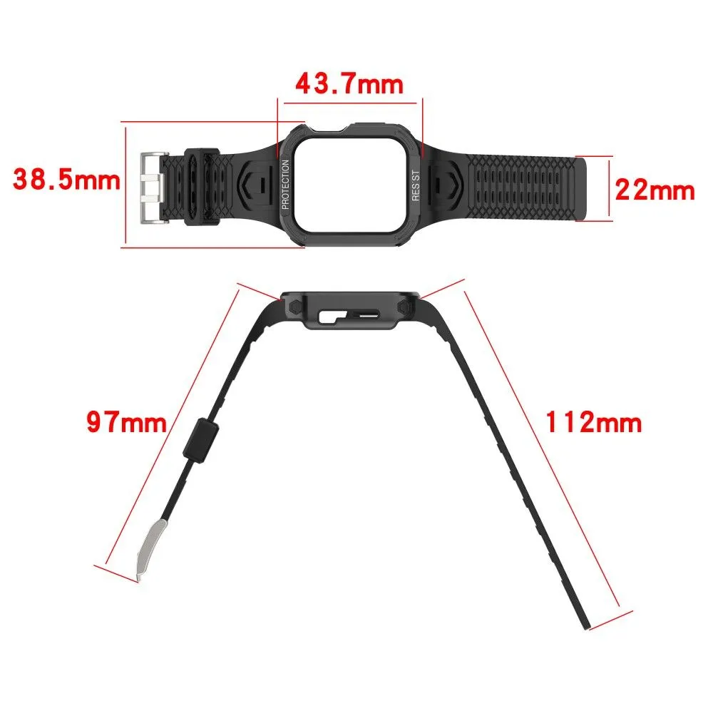 Apple Watch (41mm) color contrast watch strap    protective case - Black / Red