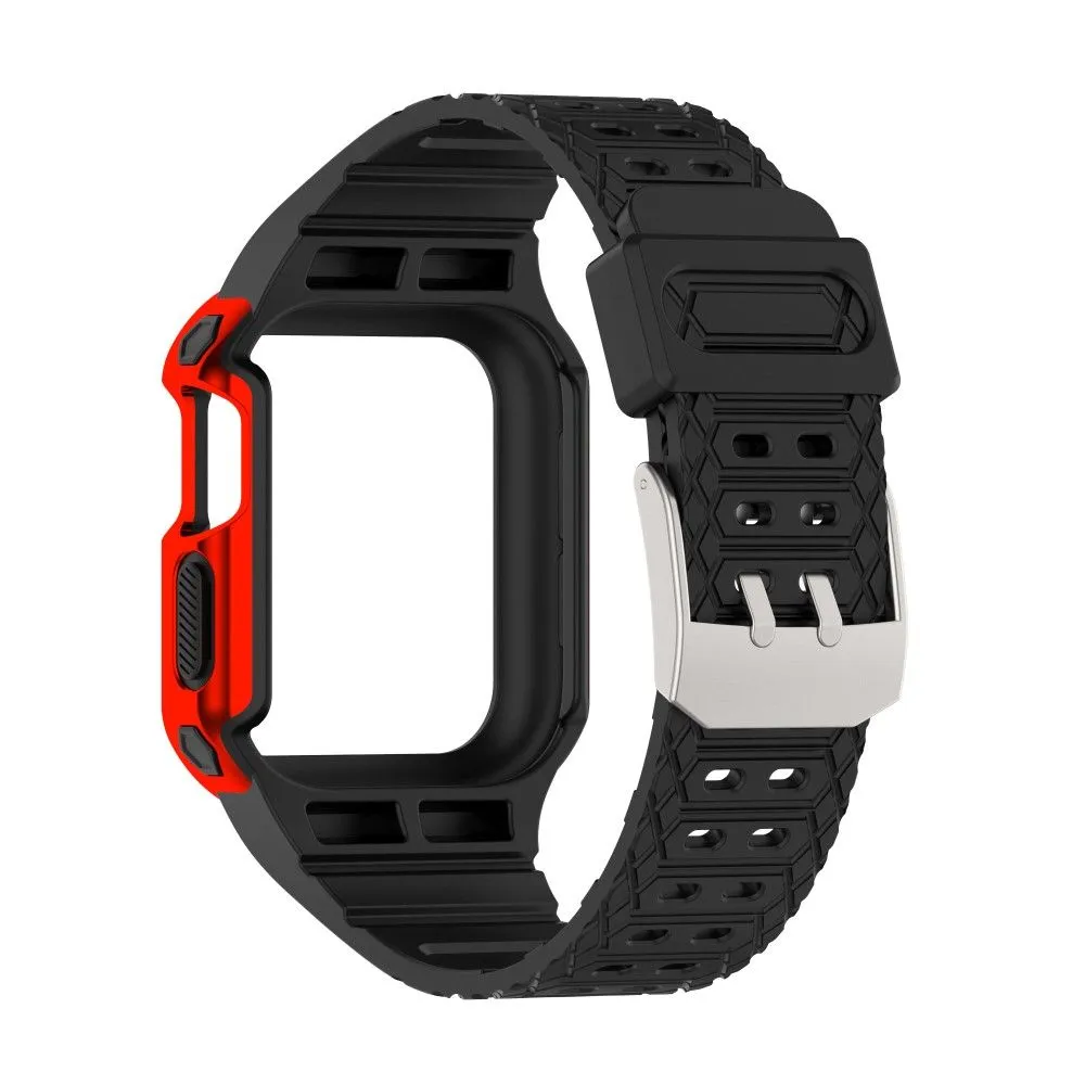 Apple Watch (41mm) color contrast watch strap    protective case - Black / Red